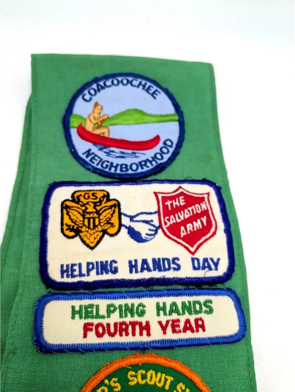 VTG 70s Girl Scout Uniform Sash +Badges Pins Patches Troop 589 Suncoast Catholic - Picture 6 of 10